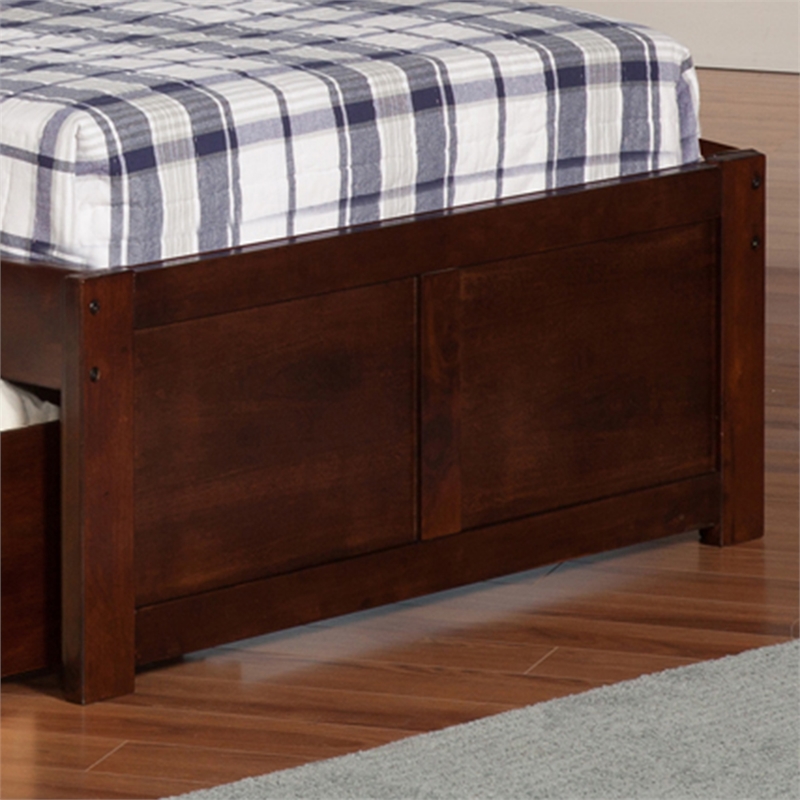 AFI Newport Twin XL Solid Wood Bed with Storage Drawers in Walnut