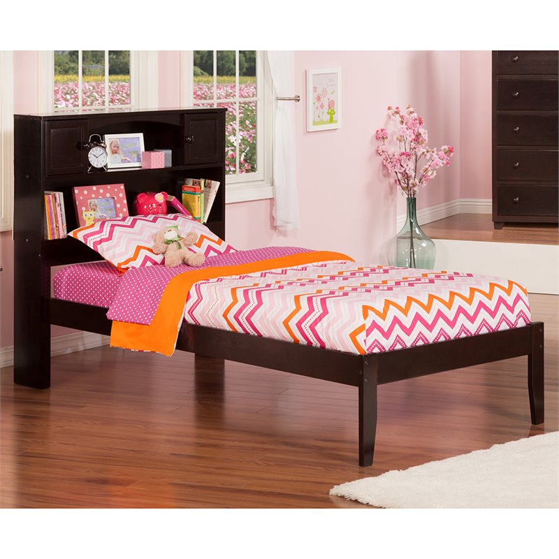 AFI Newport Twin Solid Wood Platform Bookcase Bed in Espresso