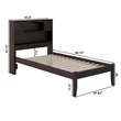 AFI Newport Twin Solid Wood Platform Bookcase Bed in Espresso
