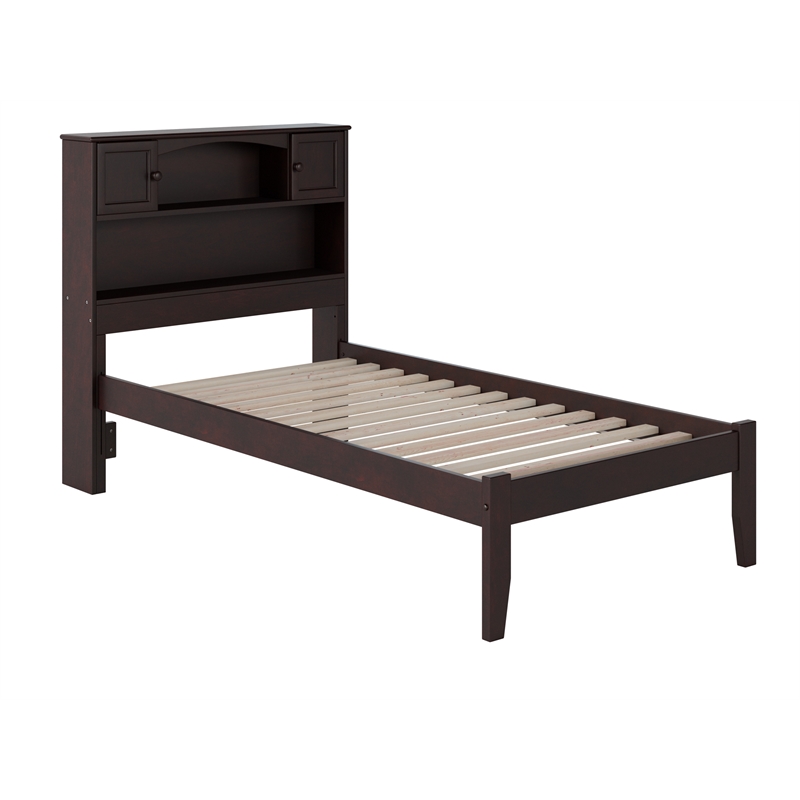 AFI Newport Twin Solid Wood Platform Bookcase Bed in Espresso