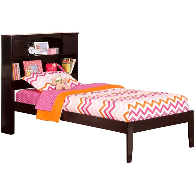 AFI Newport Twin Solid Wood Platform Bookcase Bed in Espresso
