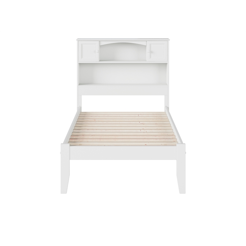 AFI Newport Twin Solid Wood Platform Bookcase Bed in White