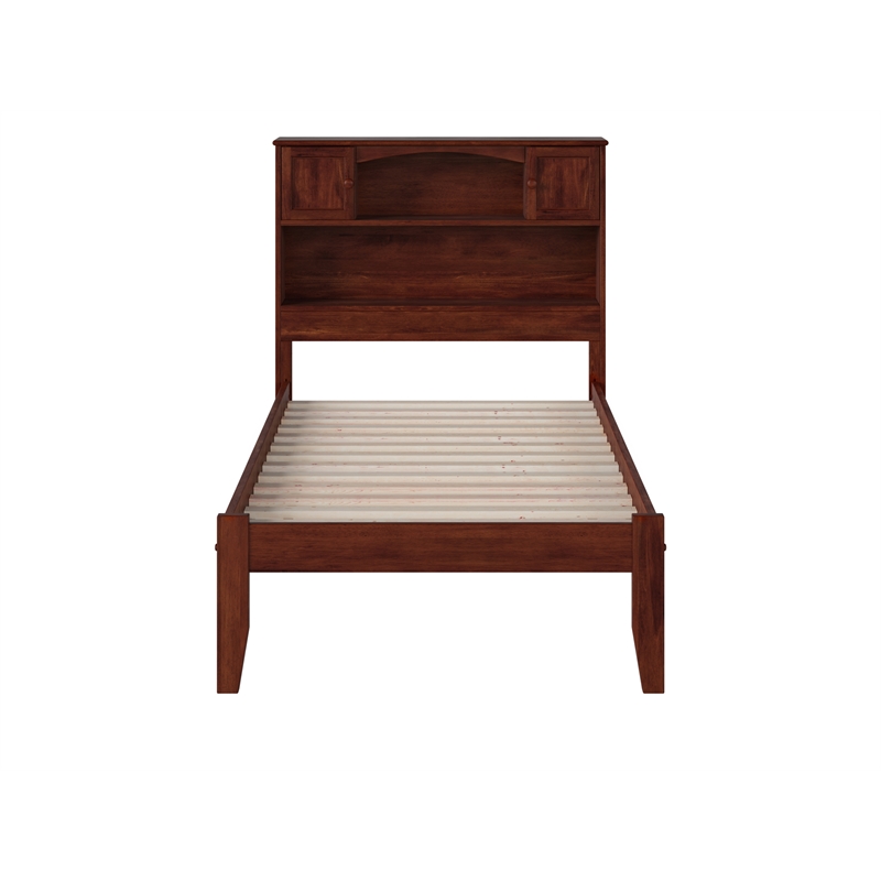 AFI Newport Twin Solid Wood Platform Bookcase Bed in Walnut
