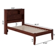 AFI Newport Twin Solid Wood Platform Bookcase Bed in Walnut