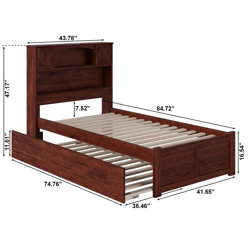 AFI Newport Twin Solid Wood with Twin Trundle in Walnut