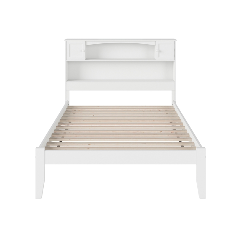 AFI Newport Full Solid Wood Platform Bookcase Bed in White
