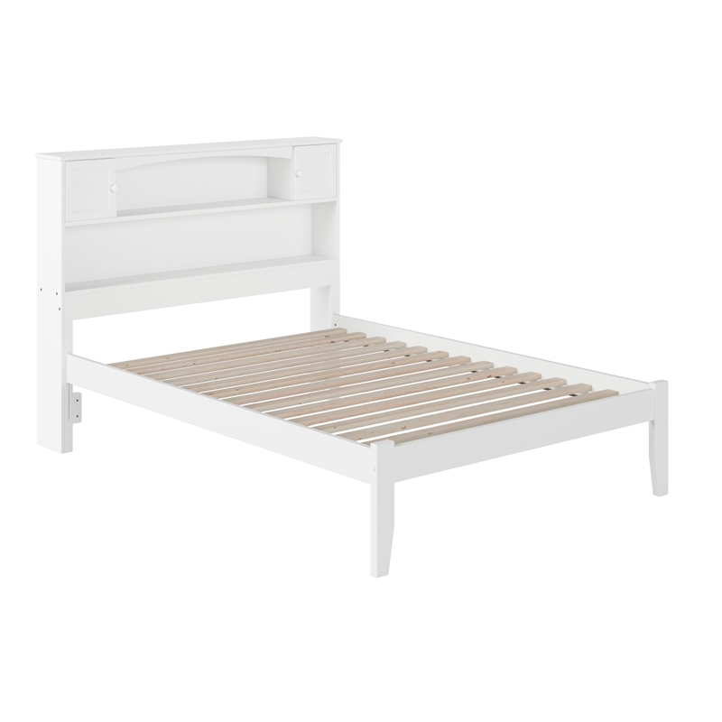 AFI Newport Full Solid Wood Platform Bookcase Bed in White