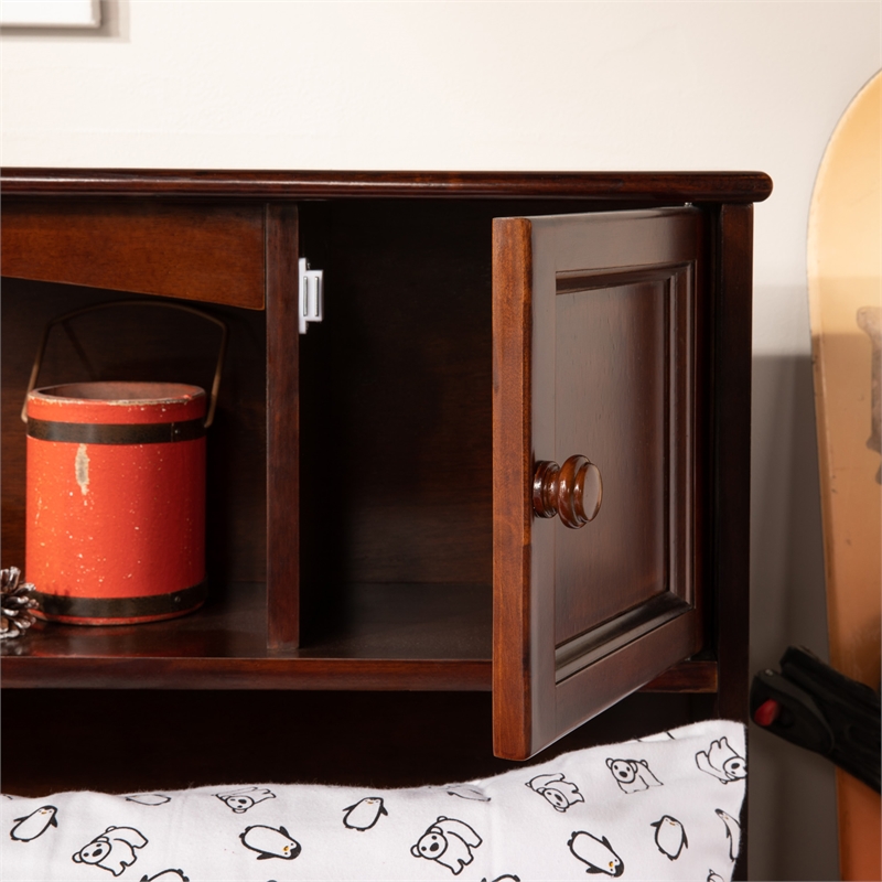 AFI Newport Full Solid Wood Platform Bookcase Bed in Walnut
