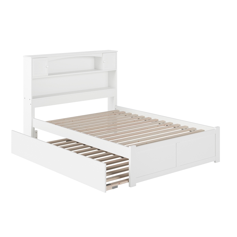 AFI Newport Full Solid Wood Bed with Twin Trundle in White