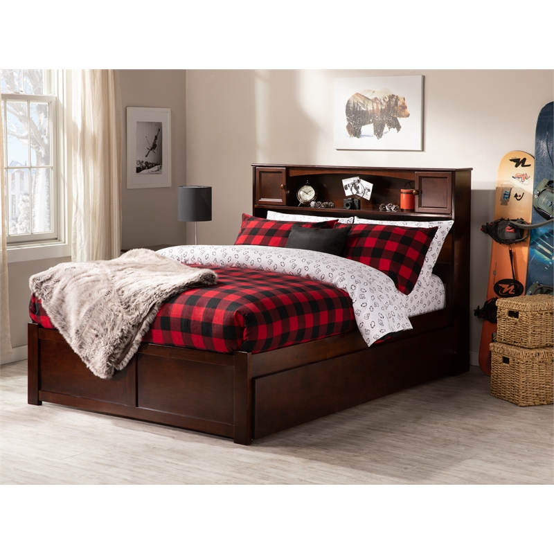 AFI Newport Full Solid Wood Bed with Twin Trundle in Walnut
