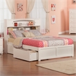 AFI Newport Full Solid Wood Bed with Storage Drawers in White