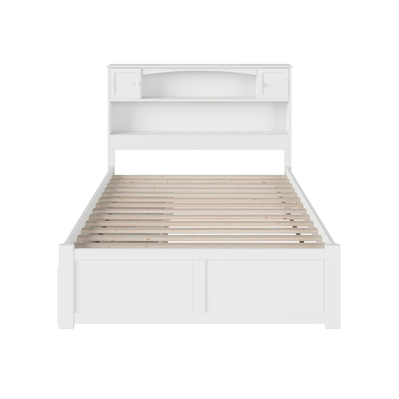 AFI Newport Full Solid Wood Bed with Storage Drawers in White