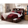 AFI Newport Full Solid Wood Bed with Storage Drawers in Walnut