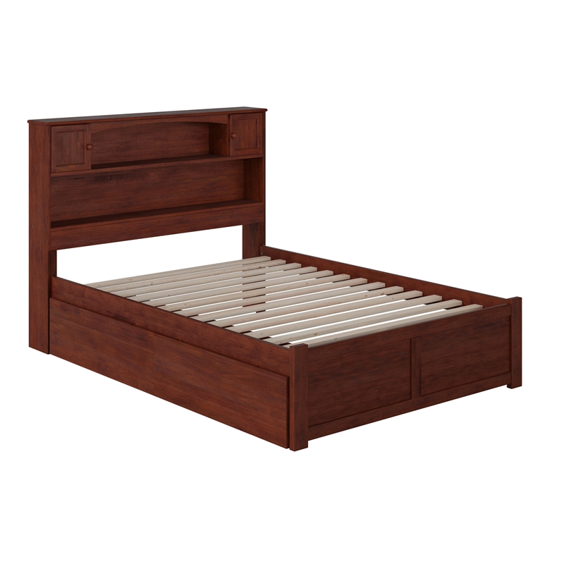 AFI Newport Full Solid Wood Bed with Storage Drawers in Walnut