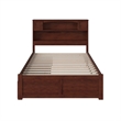 AFI Newport Full Solid Wood Bed with Storage Drawers in Walnut
