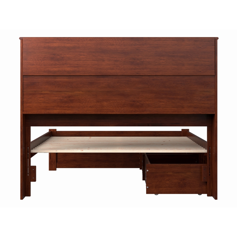 AFI Newport Full Solid Wood Bed with Storage Drawers in Walnut