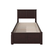 Madison Twin XL Wood Platform Bed with Footboard and Storage Drawers in Espresso