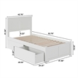 Madison Twin XL Wood Platform Bed with Footboard and Storage Drawers in White