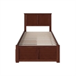 Madison Twin XL Wood Platform Bed with Footboard and Storage Drawers in Walnut