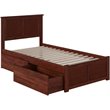 AFI Madison Twin XL Solid Wood Platform Bed with Storage Drawers in Walnut