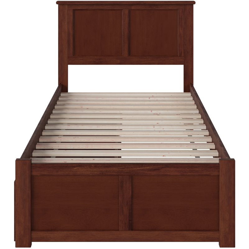 AFI Madison Twin XL Solid Wood Platform Bed with Storage Drawers in Walnut