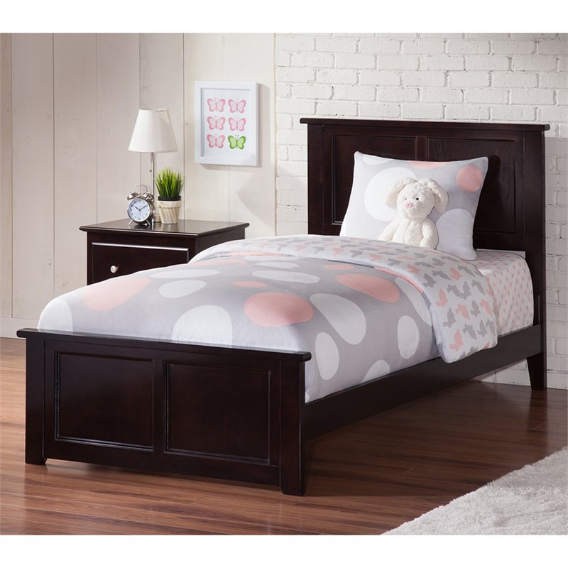 Atlantic Furniture Madison Twin XL Traditional Panel Bed in Espresso