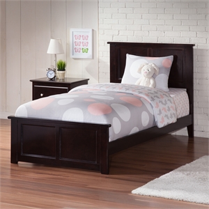 Madison Twin XL Wood Foundation Bed with Matching Footboard in Espresso