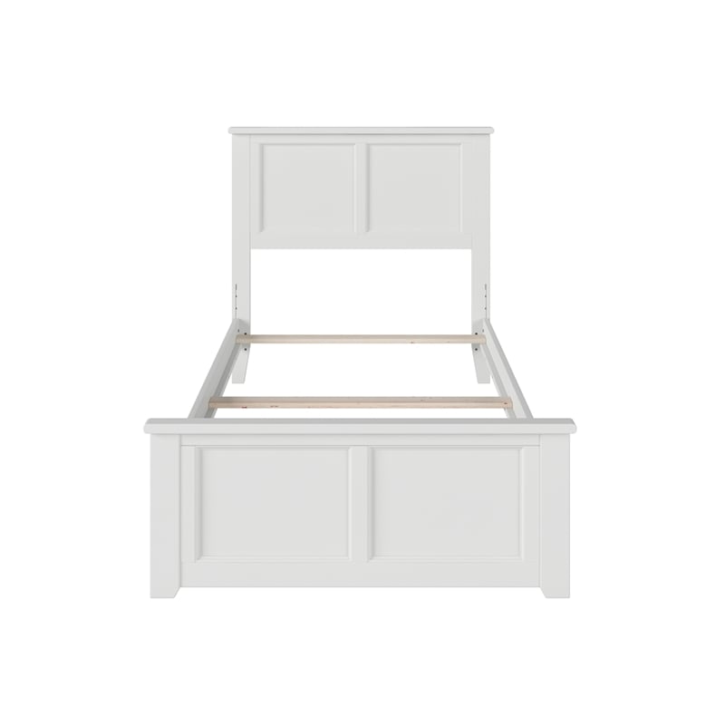 Madison Twin XL Wood Foundation Bed with Matching Footboard in White