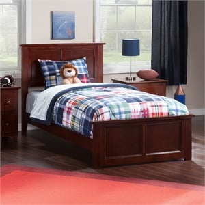 Madison Twin XL Wood Foundation Bed with Matching Footboard in Walnut