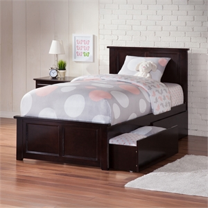 Madison Twin XL Platform Bed with Matching Footboard & Drawers in Espresso