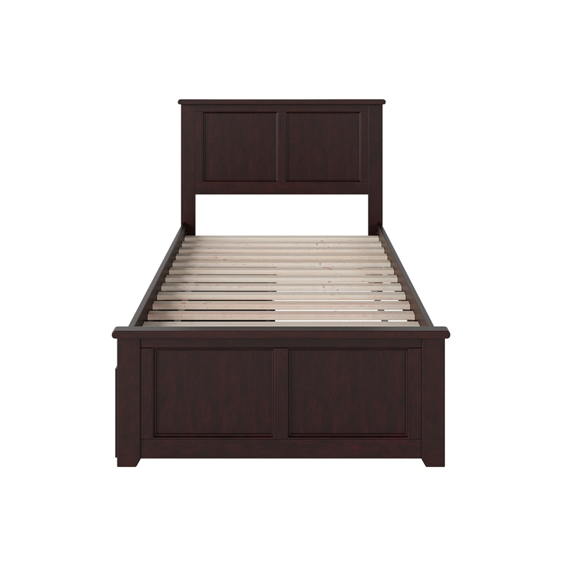 Madison Twin XL Platform Bed with Matching Footboard & Drawers in Espresso