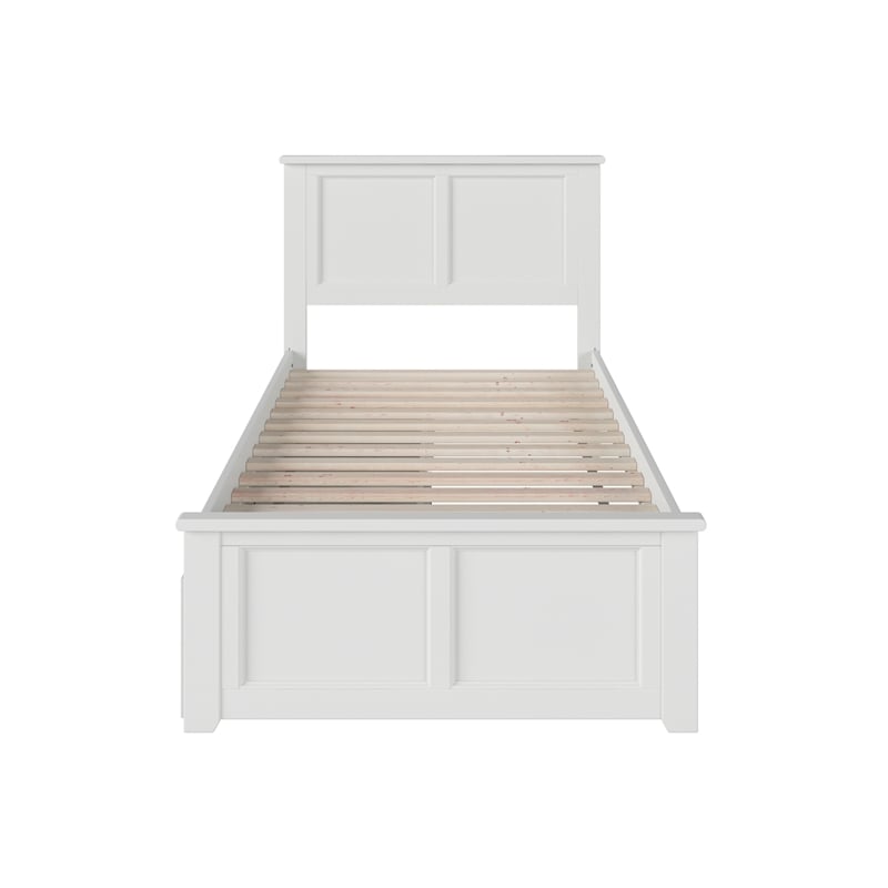 Madison Twin XL Platform Bed with Matching Footboard & Storage Drawers in White