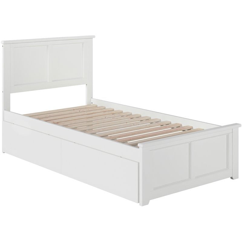 FCツイン+MD AFI Madison White Twin XL Platform Bed with Matching Foot