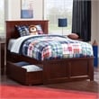 Madison Twin XL Platform Bed with Matching Footboard & Storage Drawers in Walnut