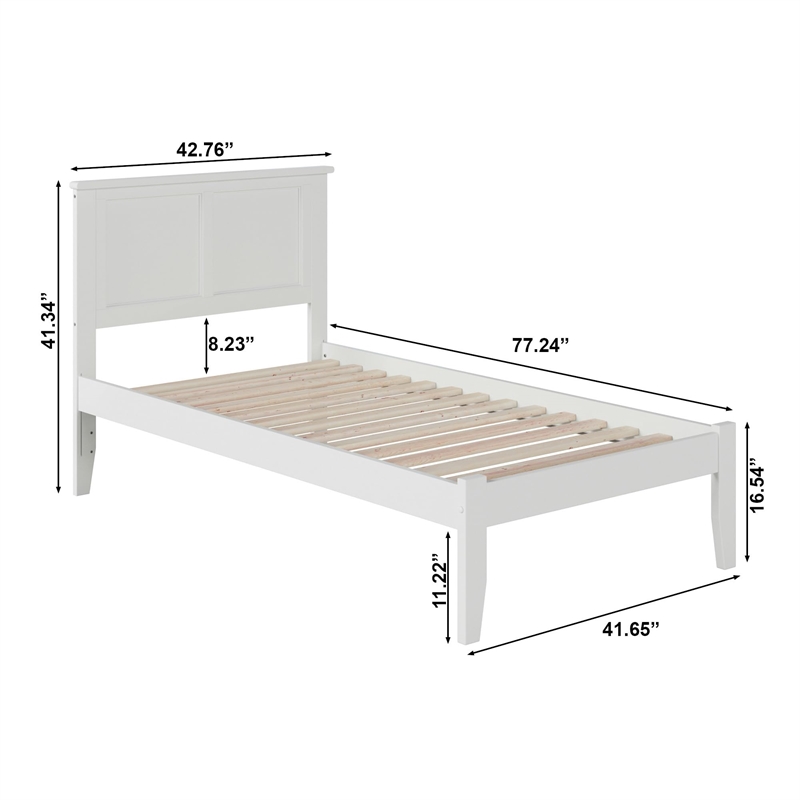 Madison Twin Solid Wood Platform Bed in White