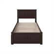 Madison Twin Wood Platform Bed with Footboard and Twin Trundle in Espresso
