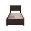 Madison Twin Wood Platform Bed with Footboard & Storage Drawers in Espresso