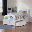 Madison Twin Wood Platform Bed with Footboard & Storage Drawers in White