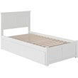 AFI Madison Twin Solid Wood Platform Bed with Storage Drawers in White