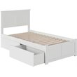 AFI Madison Twin Solid Wood Platform Bed with Storage Drawers in White