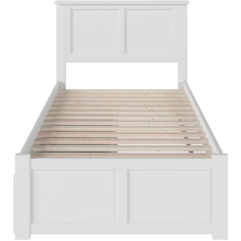 AFI Madison Twin Solid Wood Platform Bed with Storage Drawers in White