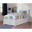 AFI Madison Twin Solid Wood Platform Bed with Storage Drawers in White