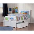 AFI Madison Twin Solid Wood Platform Bed with Storage Drawers in White