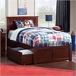 Madison Twin Wood Platform Bed with Footboard & Storage Drawers in Walnut