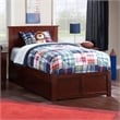 Madison Twin Wood Platform Bed with Footboard & Storage Drawers in Walnut