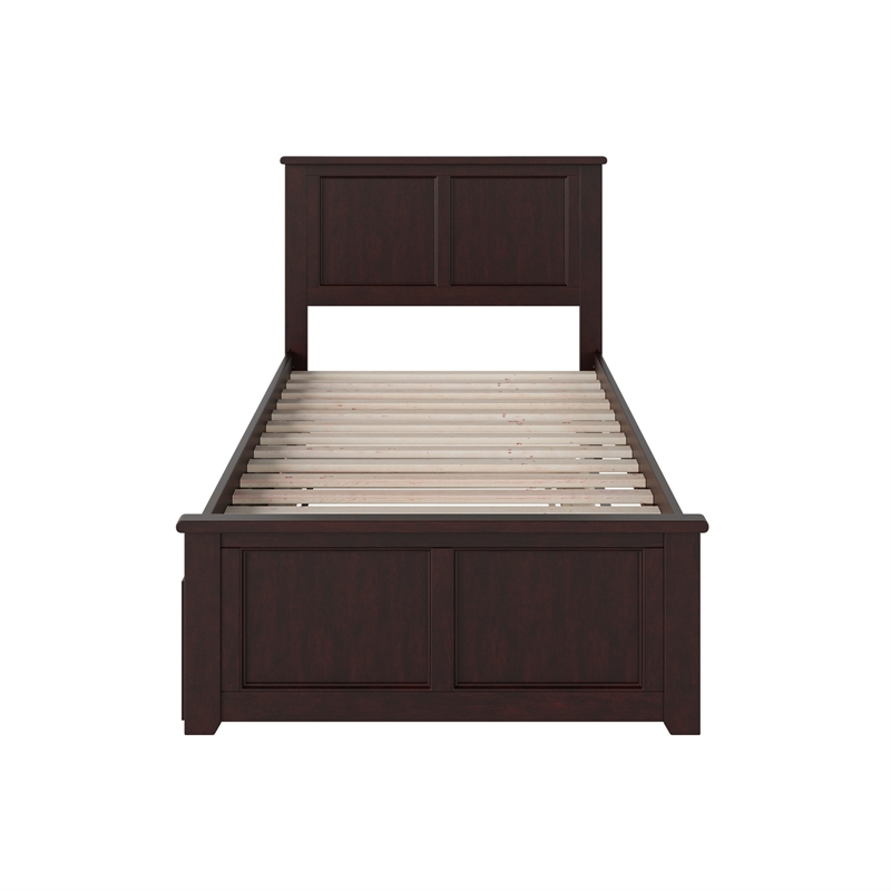 Madison Twin Platform Bed with Matching Footboard & Twin Trundle in Espresso