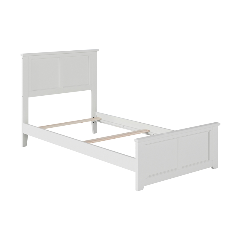 Madison Twin Wood Foundation Bed with Matching Footboard in White