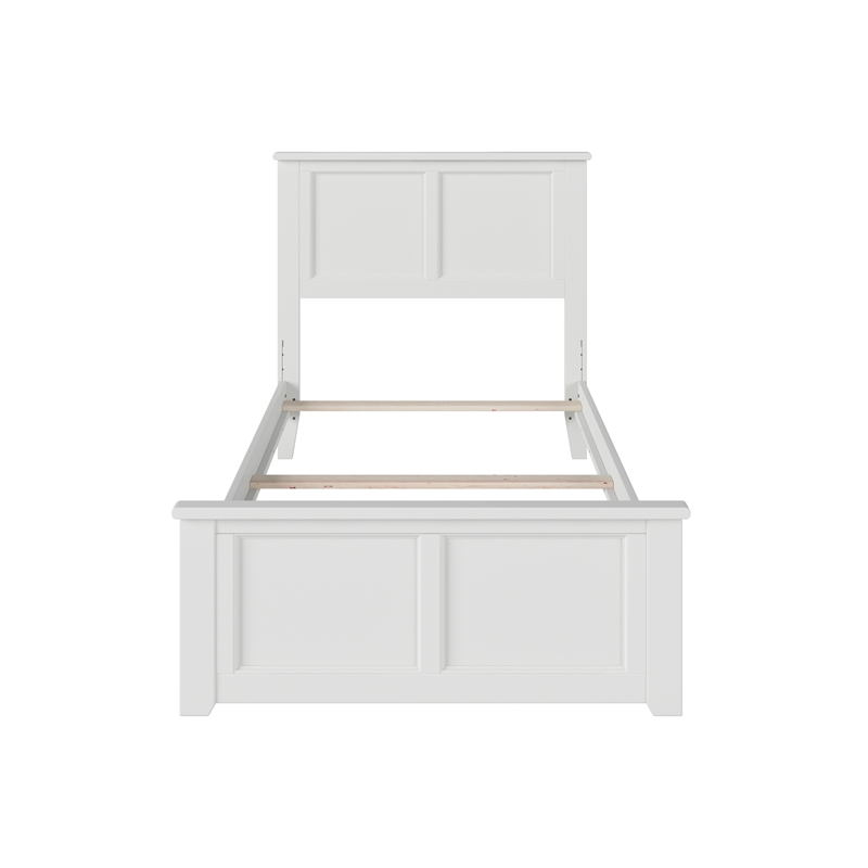 Madison Twin Wood Foundation Bed with Matching Footboard in White