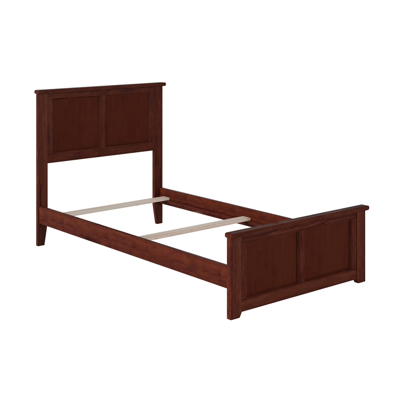Madison Twin Wood Foundation Bed with Matching Footboard in Walnut