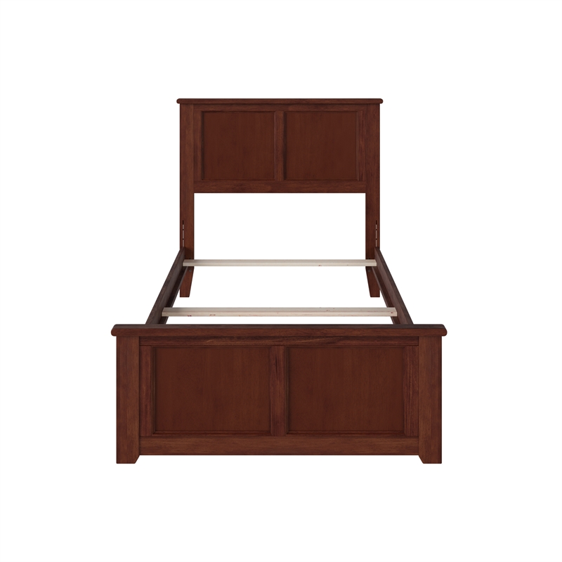 Madison Twin Wood Foundation Bed with Matching Footboard in Walnut
